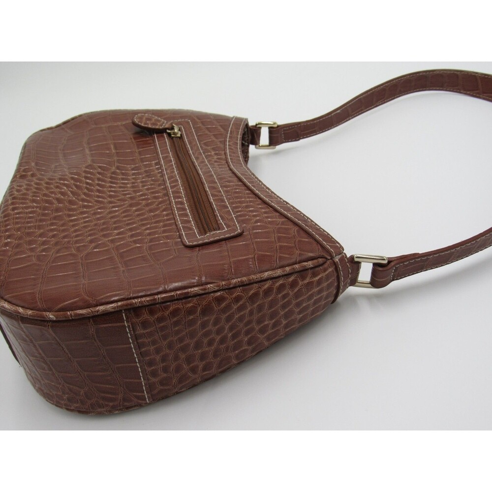 Liz Claiborne Purse Accessories Brown Embossed Snakeskin Womens Shoulder Bag - Picture 11 of 16